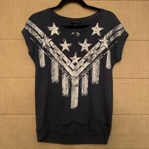 Rock & Republic Cap Sleeve Hi/Low Top Stars Patriotic Womens XS